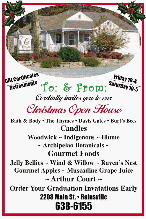 To & From's Holiday Open House ad